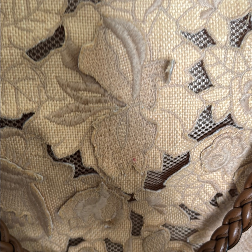 Valentino Garavani Tan and Brown Shoulder Bag with Floral Design - Picture 11 of 16